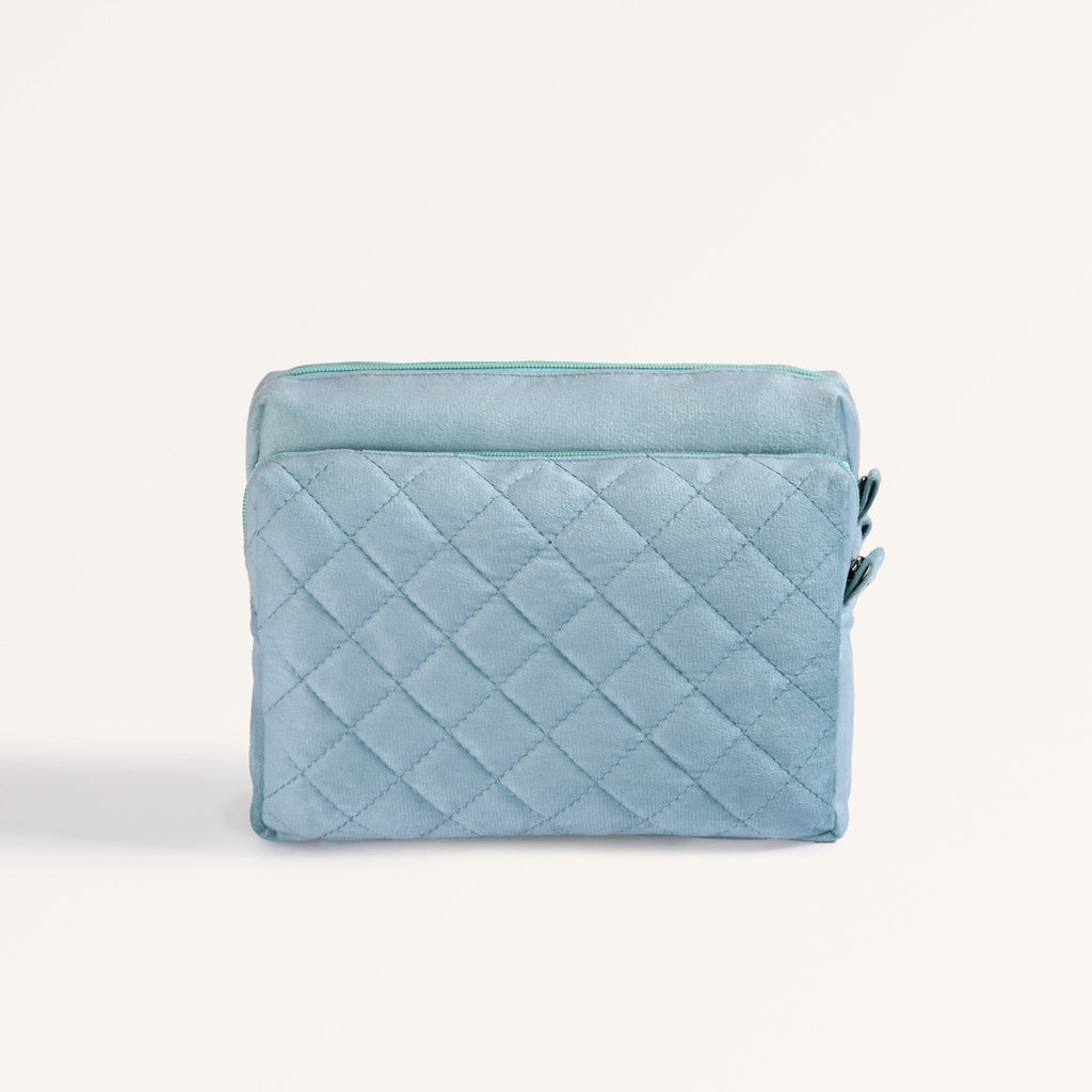 Plush Velvet Multipurpose 3 Section Pouch Mint