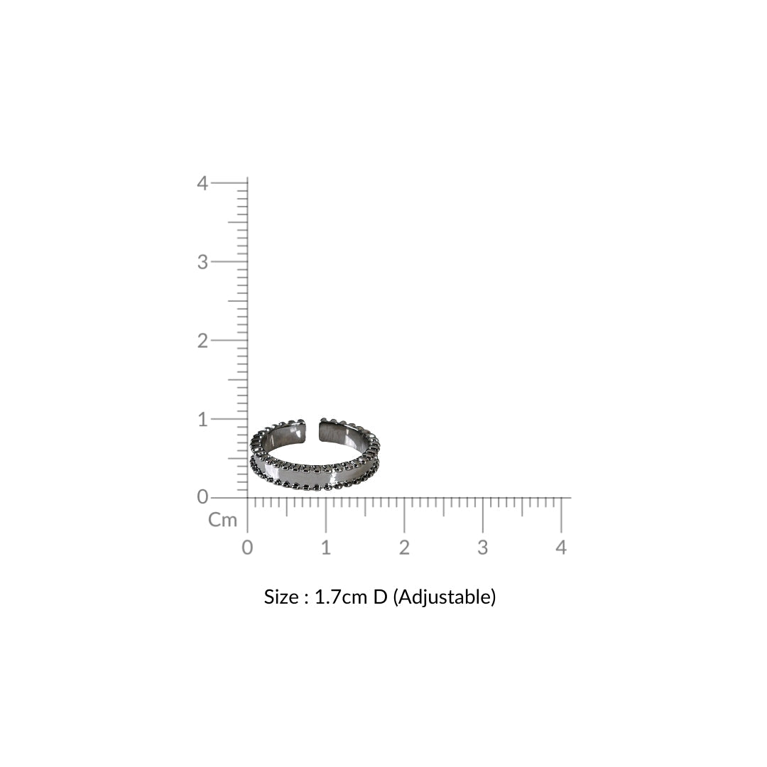 Mirror Edged Oxidised Silver Ring