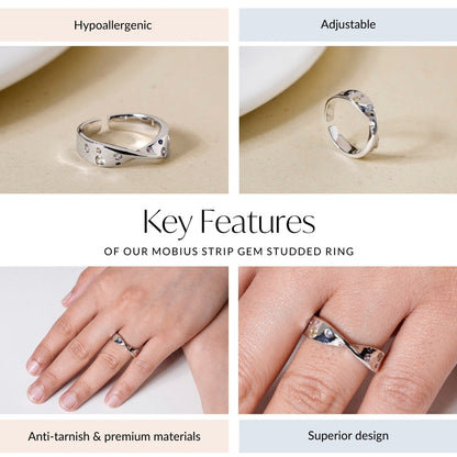 Mobius Strip Gem Studded Ring