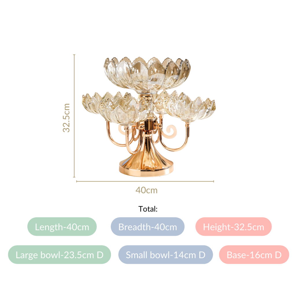 Chic Rotating Set of 5 Decorative Glass Bowls With Stand