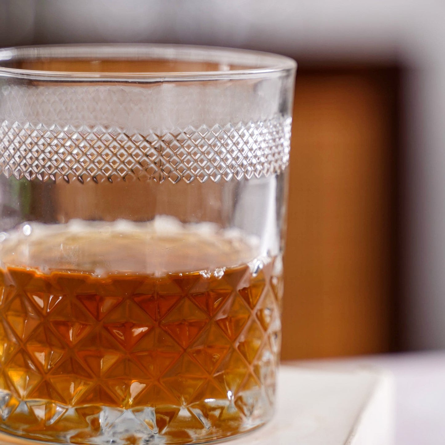 Modern Diamond Embossed Scotch Glass Large Set Of 6 310ml
