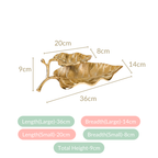 Double Layer Mango Leaf Metal Tray Gold