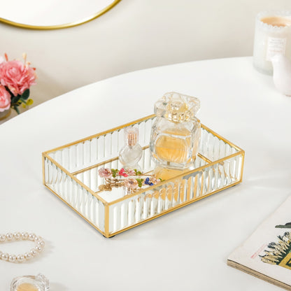 Modern Gold Edge Glass Decorative Tray Small