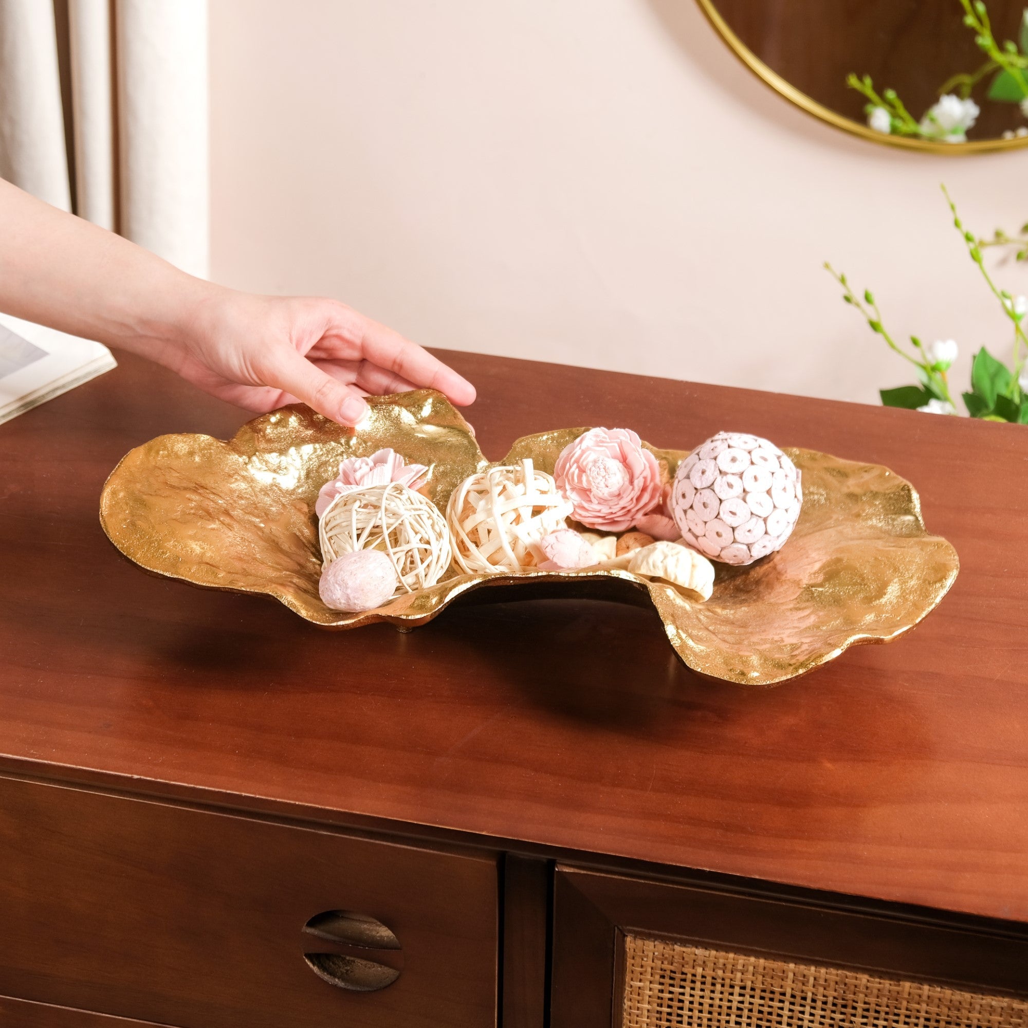 Opulent Abstract Decorative Tray Gold