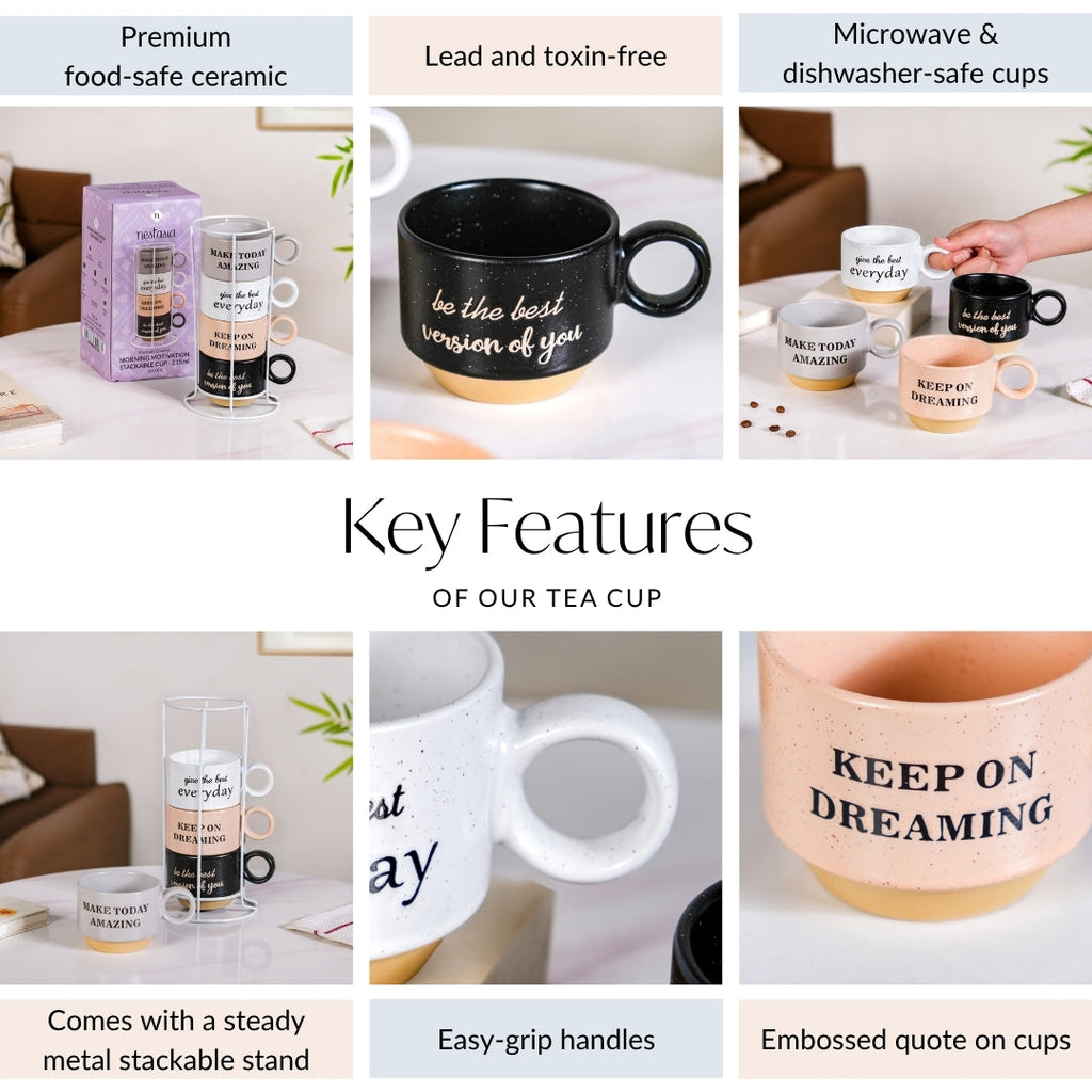 Productivity Quotes Stackable Cup Set Of 4 215ml