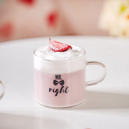 Mr Right Mrs Always Right Glass Small Tea Cup Set Of 2 140ml