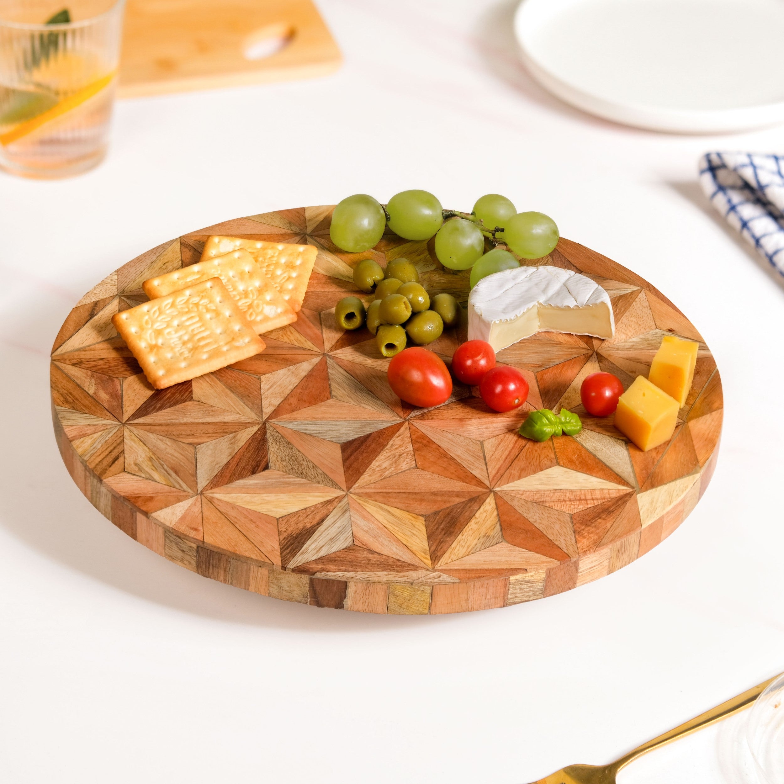 Kaleidoscopic Inlay Wooden Lazy Susan 31cm