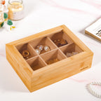 Multipurpose Wooden Storage Box With Compartments 21x16cm