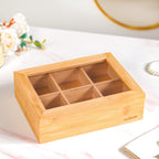 Multipurpose Wooden Storage Box With Compartments 21x16cm