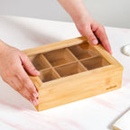 Multipurpose Wooden Storage Box With Compartments 21x16cm