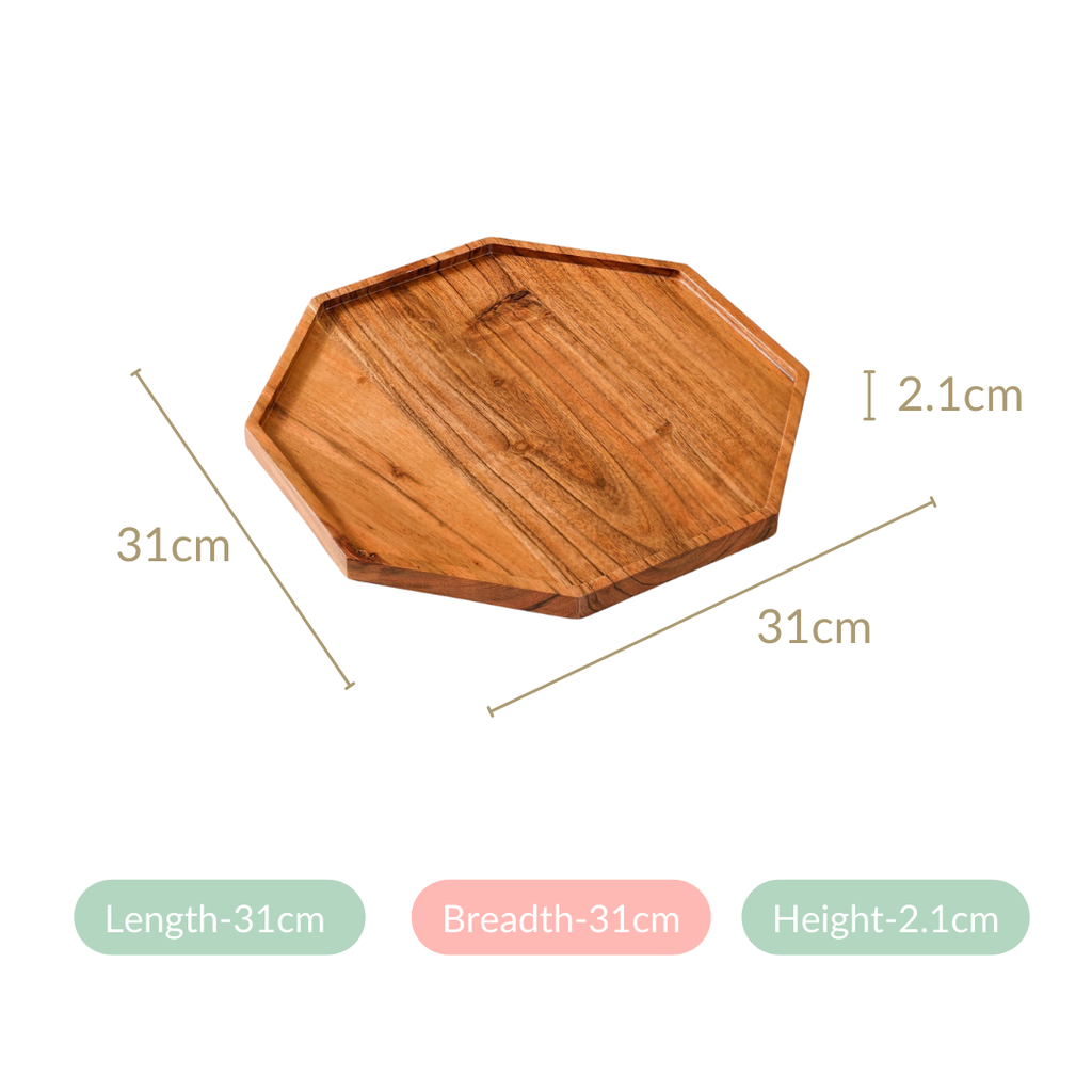 Octagon Wooden Snack Platter Large