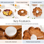 Cosmos 3 Section Snack Platter With Dip Bowl