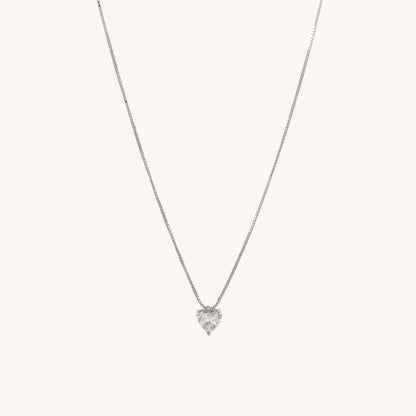 Heart Solitaire Necklace- 925 Silver