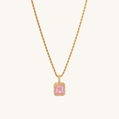 Pink Emerald Geometric Pendant