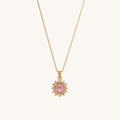 Pink Sapphire and Diamond Halo Pendant