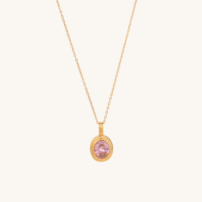 Pink Emerald Oval Pendant Necklace