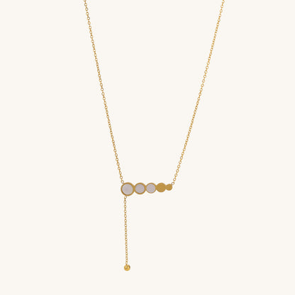 Circles White Pearl Enamel Dangling Necklace