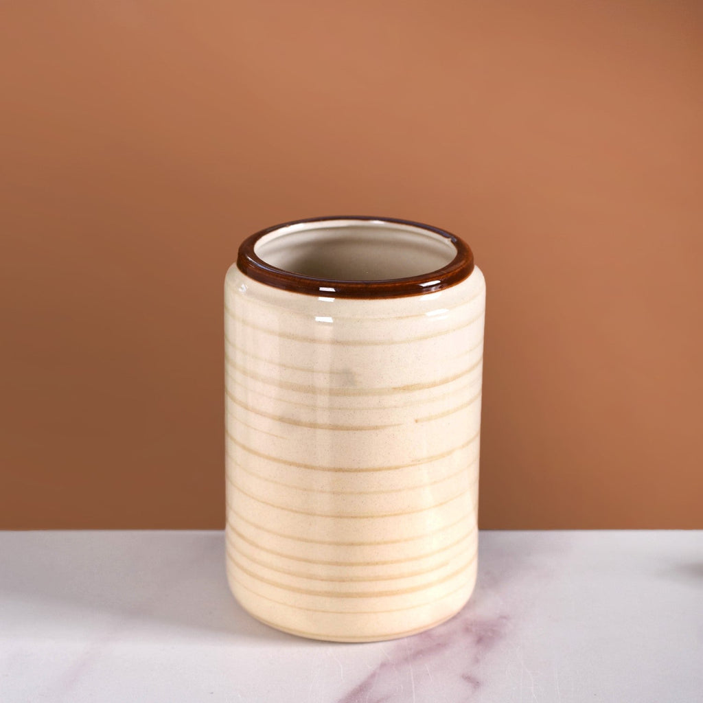 Contemporary Stoneware Bath Set Of 2 Beige Brown