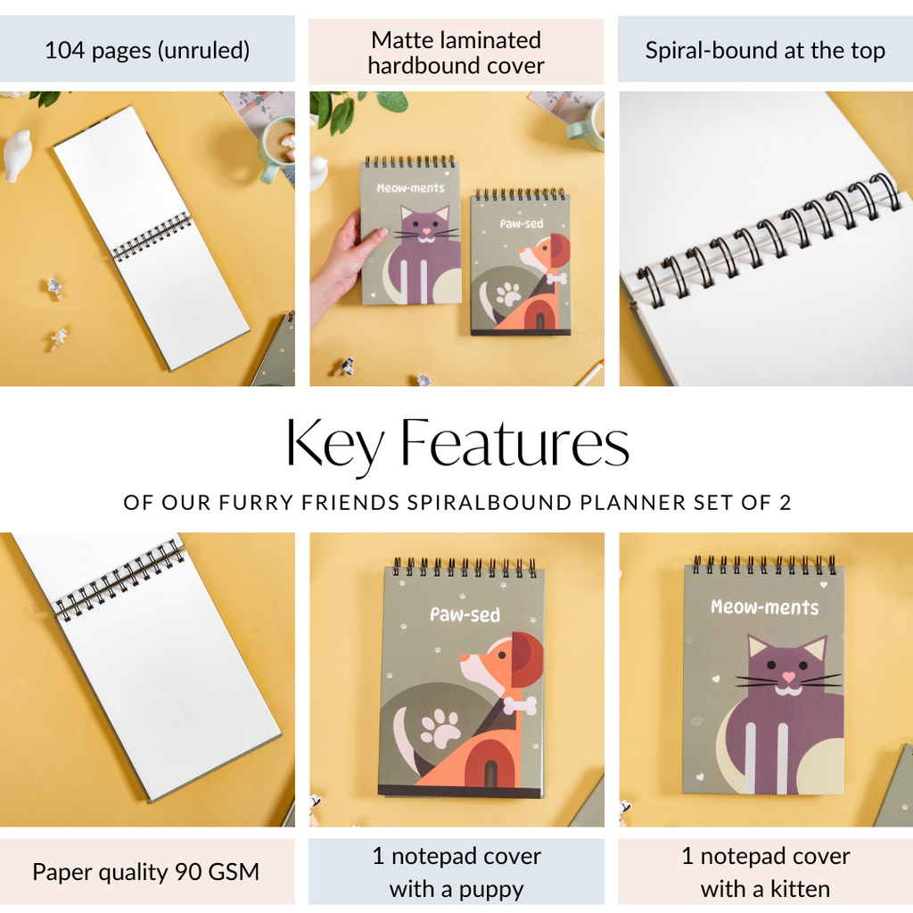 Furry Friends Spiralbound Planner Set Of 2