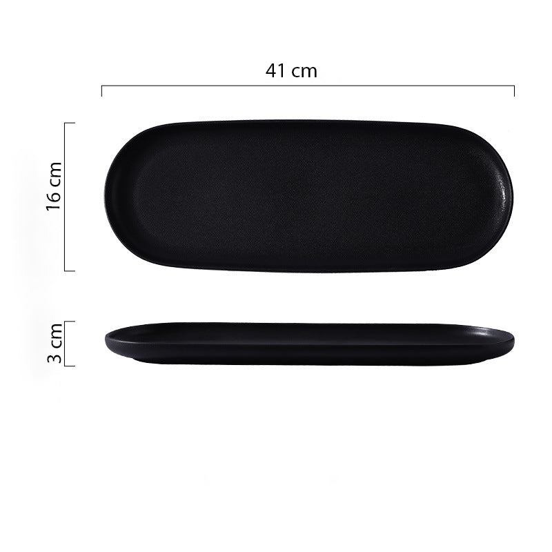 Black Long Ceramic Serving Platter