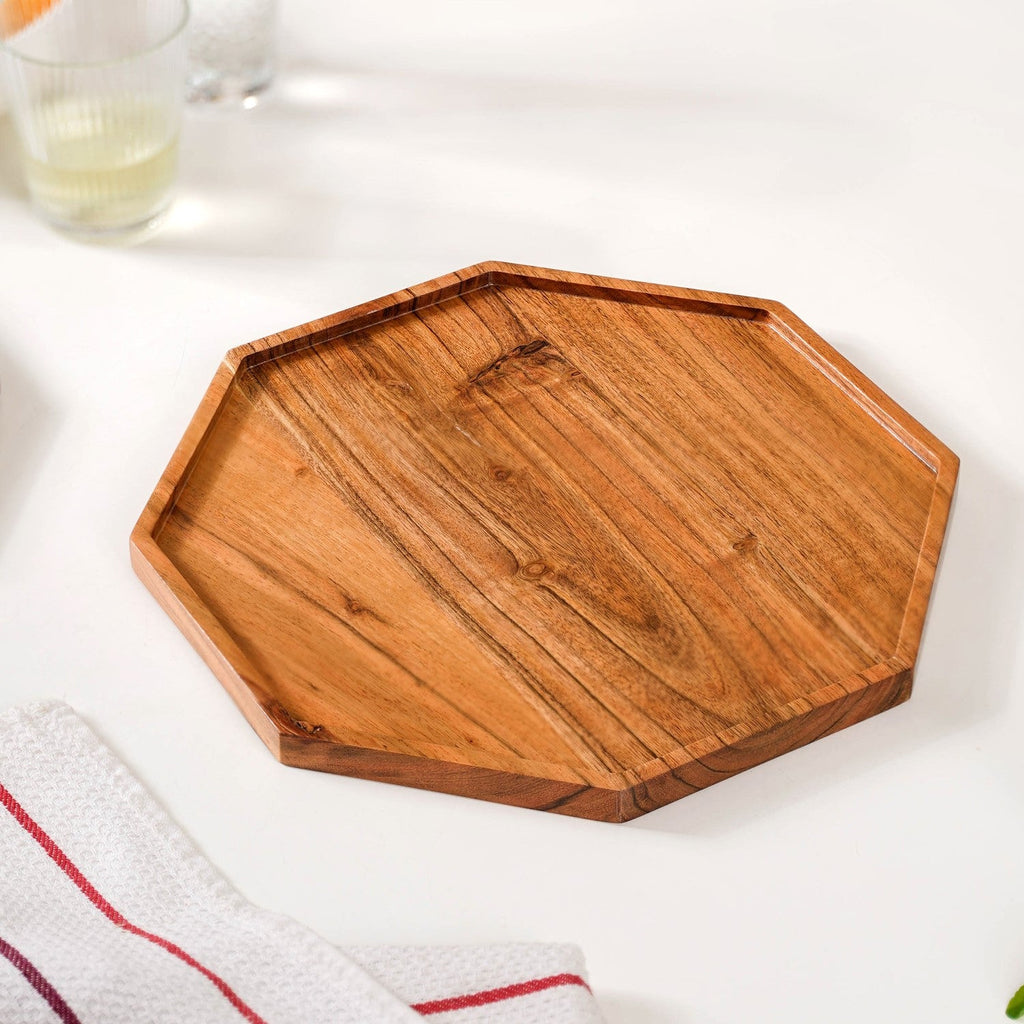 Octagon Wooden Snack Platter Large