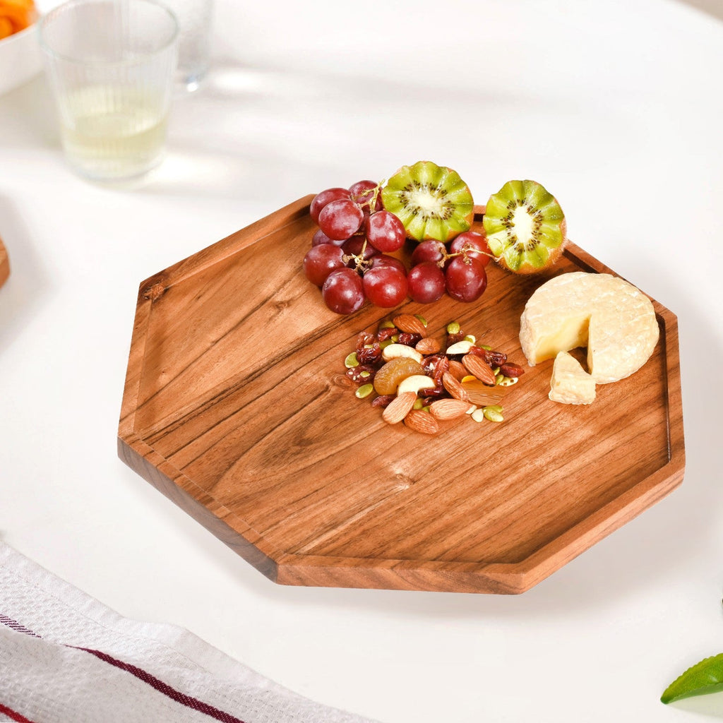 Octagon Wooden Snack Platter Large