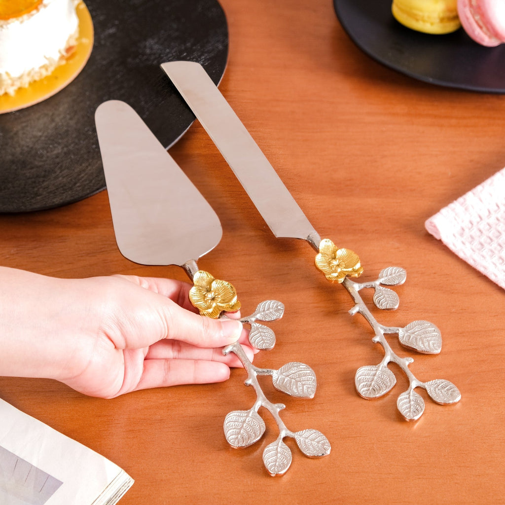 Orchid Garden Cake Knife And Server Set Of 2