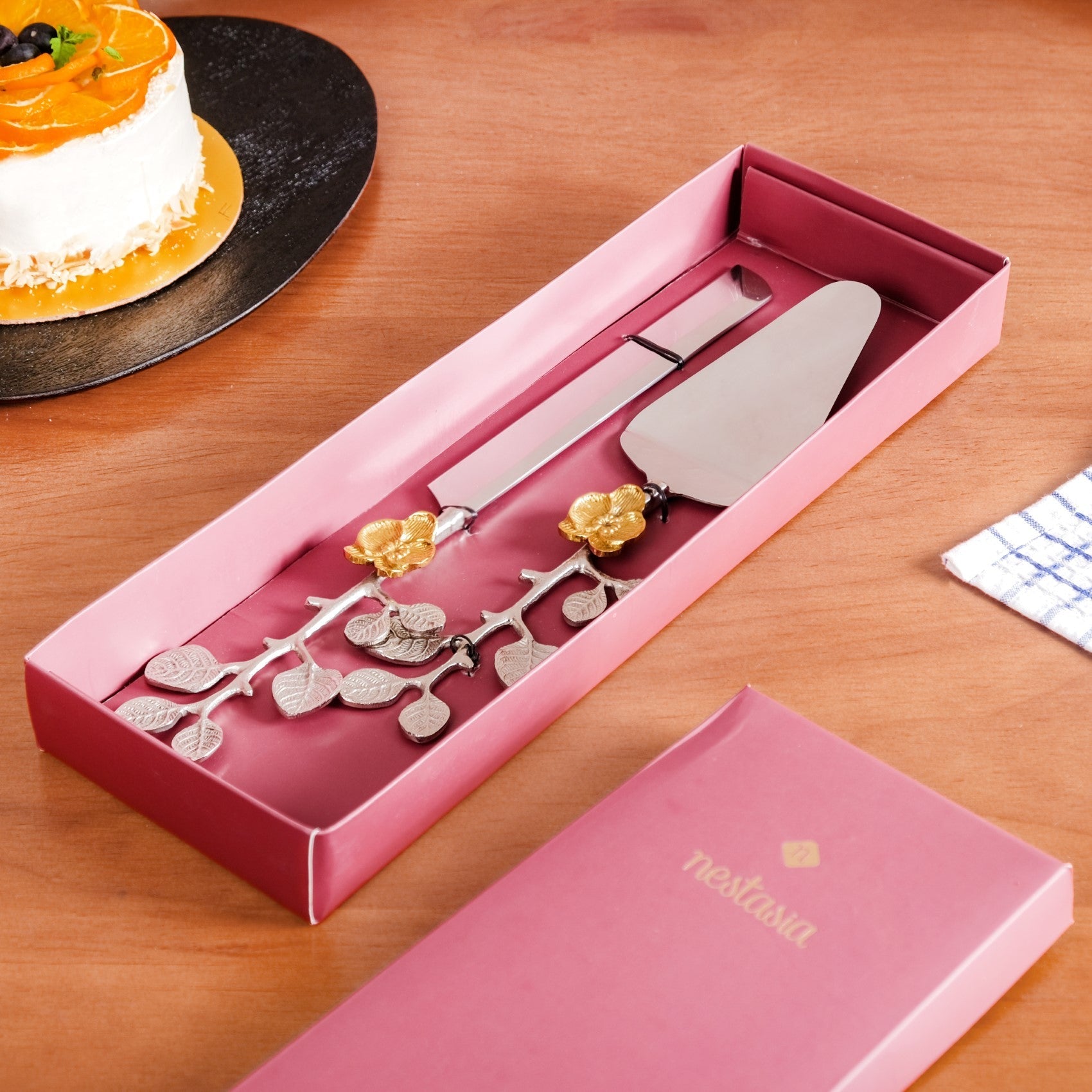 Orchid Garden Cake Knife And Server Set Of 2