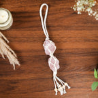 Pink Salt Crystal Macrame Hanging Set Of 2