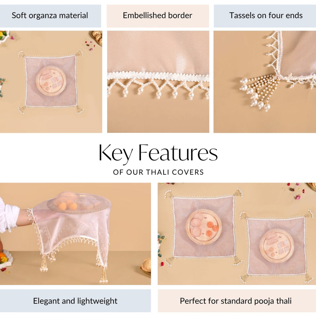 Pastel Pink Tray Cover With Tassels Set Of 2
