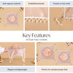 Pastel Pink Tray Cover With Tassels Set Of 2