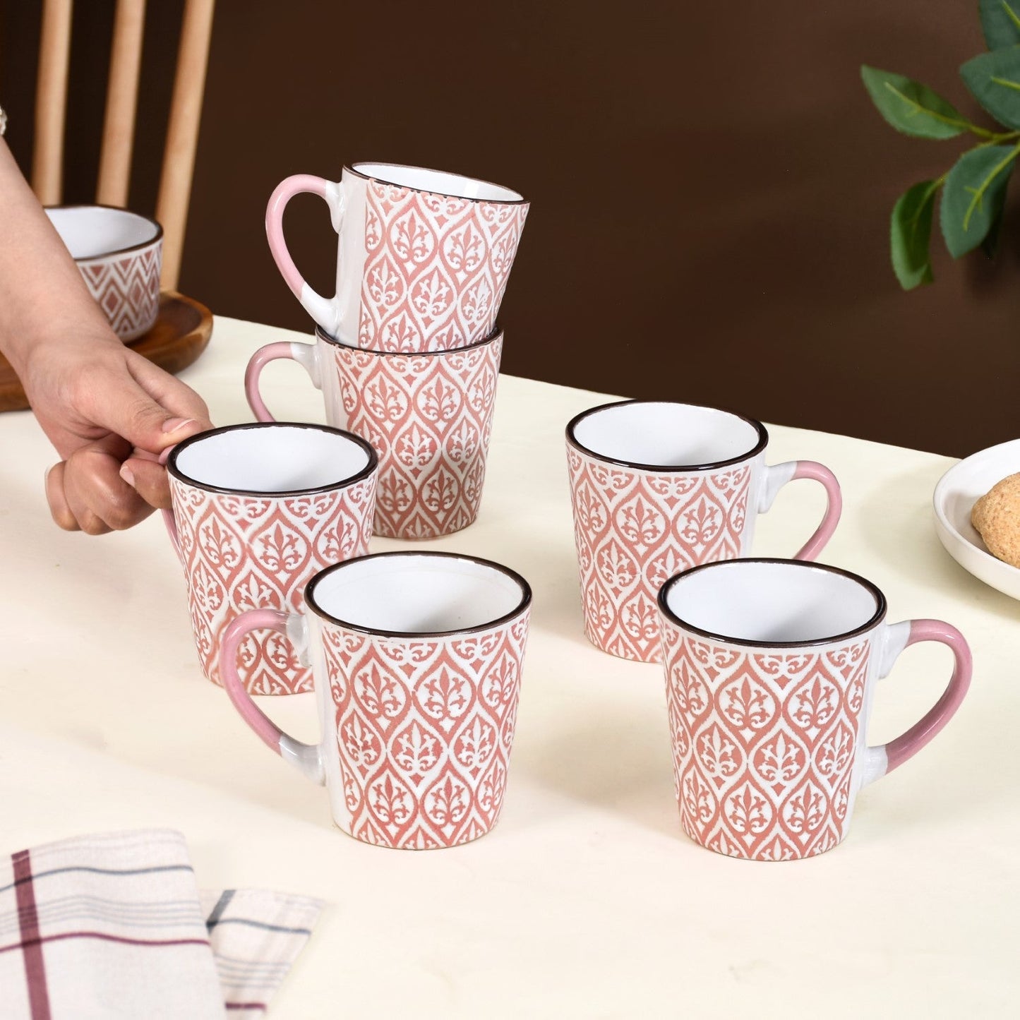 Baroque Tea Cup Set Of 6 Pink 250ml