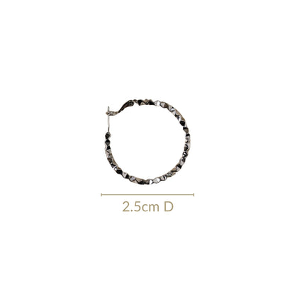 Oxidised Silver Ridges Hoop Earrings