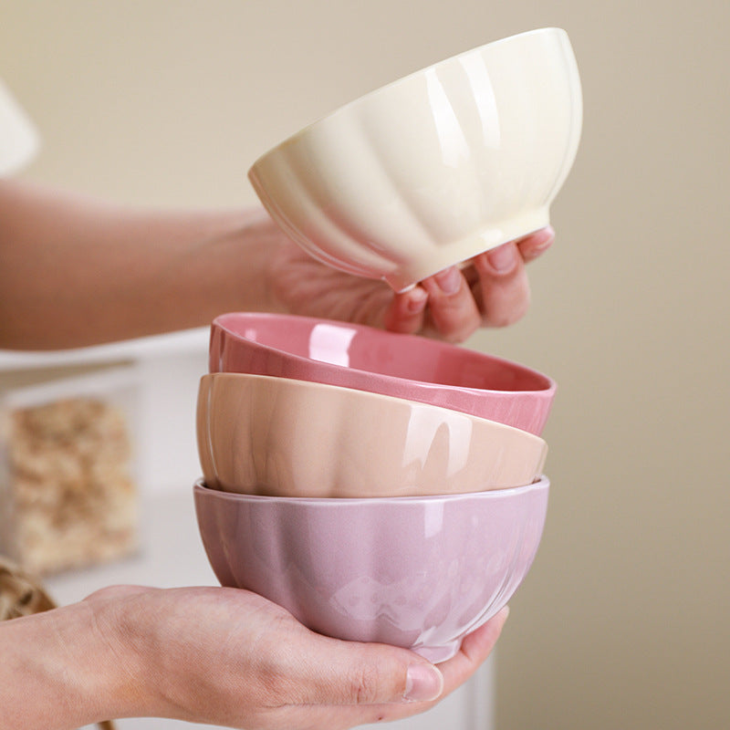 Pastel Gloss Finish Ceramic Bowl Set Of 4 310ml