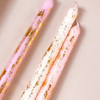 Pastel Gold Foil Candles Set Of 6 Multicolour