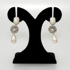 Pearl And Silver Overlapping Ring Danglers