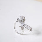 Pearled Butterfly Statement Ring Silver
