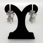 Peony Bloom Silver Drop Earrings