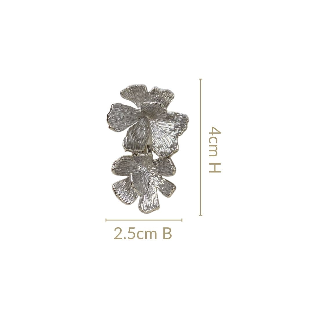 Peony Bloom Silver Drop Earrings