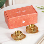 Petal Light Aluminium Tealight Candle Holder Set Of 2 In Festive Gift Box