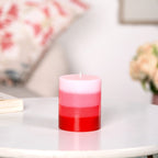 Layered Pillar Candle Red And Pink