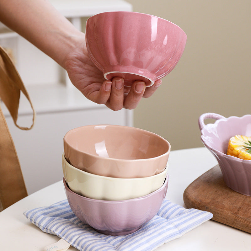 Pastel Gloss Finish Ceramic Bowl Set Of 4 310ml