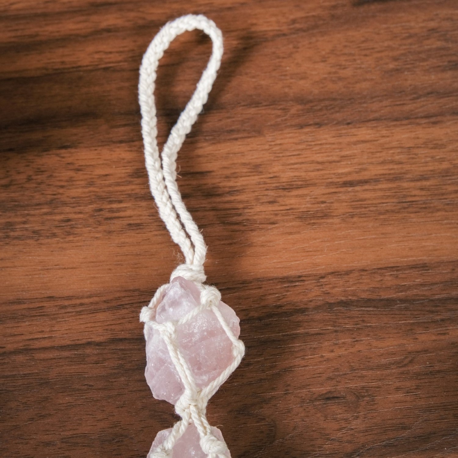 Pink Salt Crystal Macrame Hanging Set Of 2