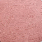 Pink Embossed Warli Design Round Table Mat Set Of 6