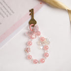 Pink Garden Charm Keyring With Beads