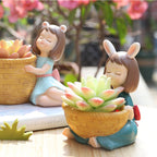 Girl With Basket Planter