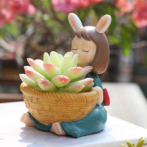 Girl With Basket Planter