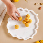 Marble Stone Platter With Mehrab Design 10 Inch