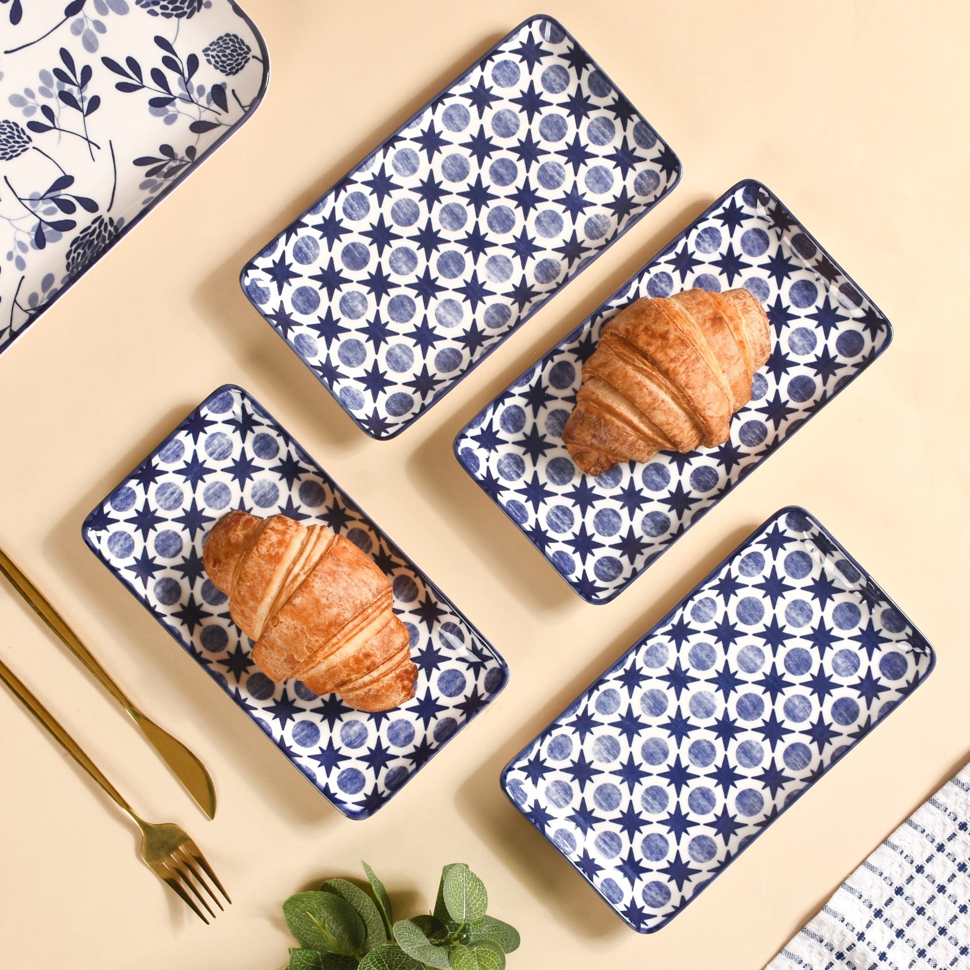 Abstract Design Ceramic Platters Set Of 4 8x4 Inch