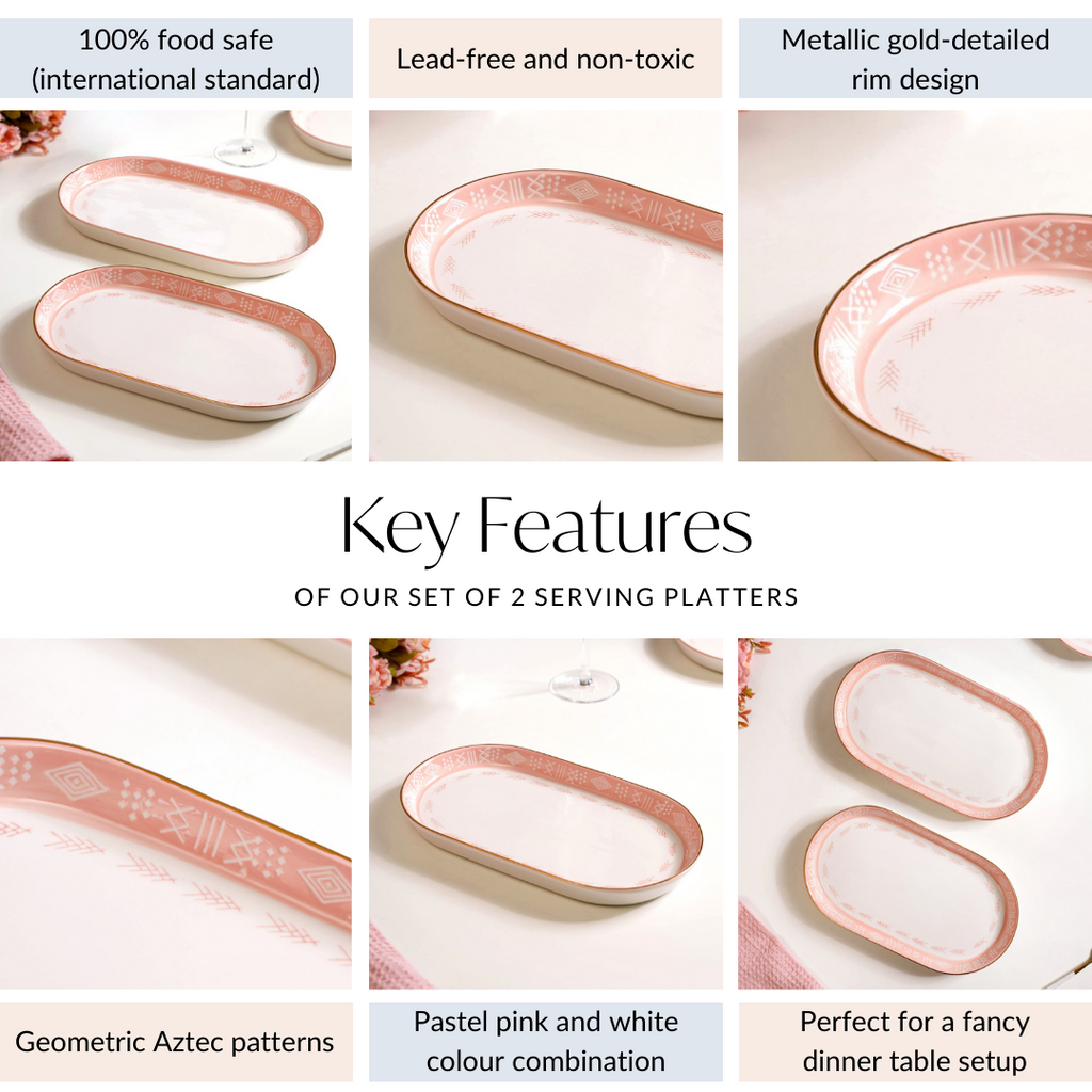 Set Of 2 Azo Pink Serving Platters 12 Inch